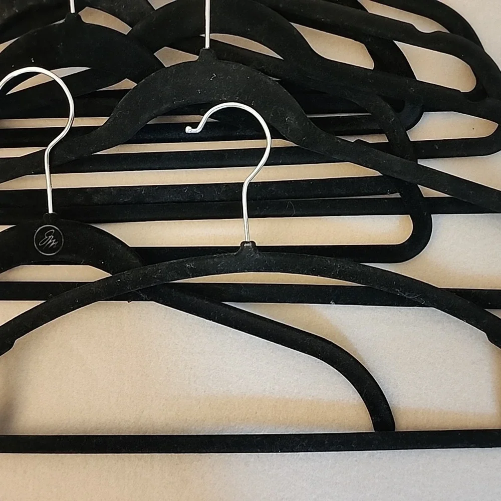 Mixed Lot of 10 Felt Black Clothes Hangers for Shirts and Pants